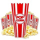 Stock Your Home Plastic Popcorn Buckets 36oz (5 Pack), Reusable Cute Popcorn Bowls for Family Movie Night, At-Home Movie Theater Popcorn Tub, Red and White Popcorn Bowl for Kids, Popcorn Container Set