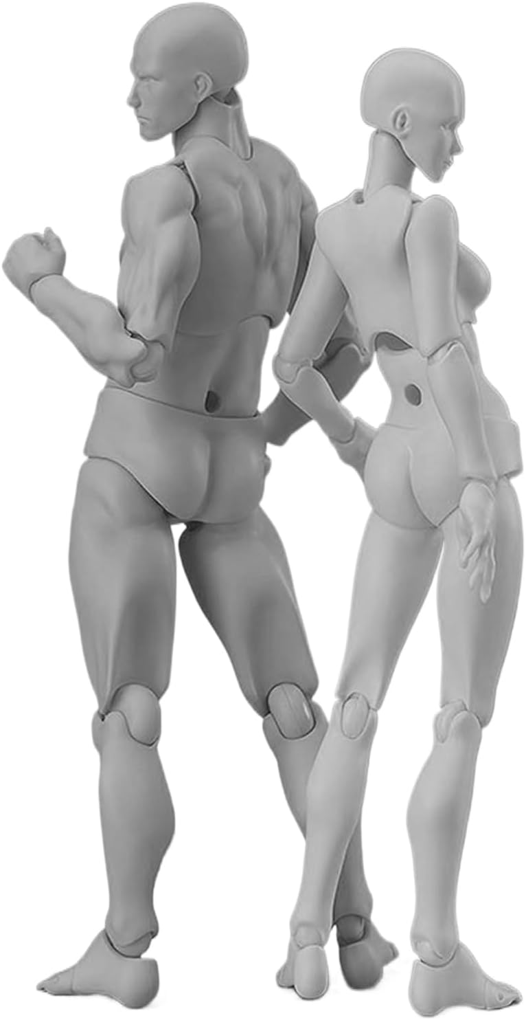 2Pcs Artists Manikin Drawing Figure Mannequin Jointed Male and Female | Mannequin Cool Action Figure Stop Motion Figure with Joints Model Human Body for Sketching Painting Artists Home Decor