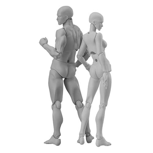 Refein Drawing Figures for Artists, 2 Pack Artists Manikin Art Mannequin Figures, Action Figure Model Jointed Small Drawing Figure Model, Stop Motion Figure for Sketching, Painting, Drawing - Grey - OSFA