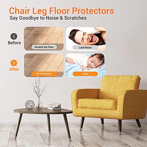 32PCS Square Chair Leg Floor Protectors, Felt Furniture Pads for Hardwood Floors, Chair Leg Protectors for Hardwood Floors, Floor Protectors for Chairs, Anti Scratch Anti-Noise - Small Size by Glaais - Image 2