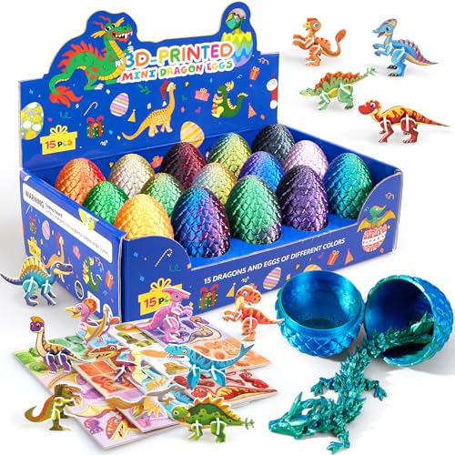 Dak Haan 15 Pcs 3D Printed Dragon Eggs with Display Stand for Kids