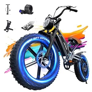 JANSNO Elektrische fietsen voor volwassenen met 65Nm motor, 48V/14Ah Nieuwe verbeterde batterij en dubbele schokdemper, 20″ x 4.0 All-terrain brede band elektrische fiets, meerdere prestatie-modi