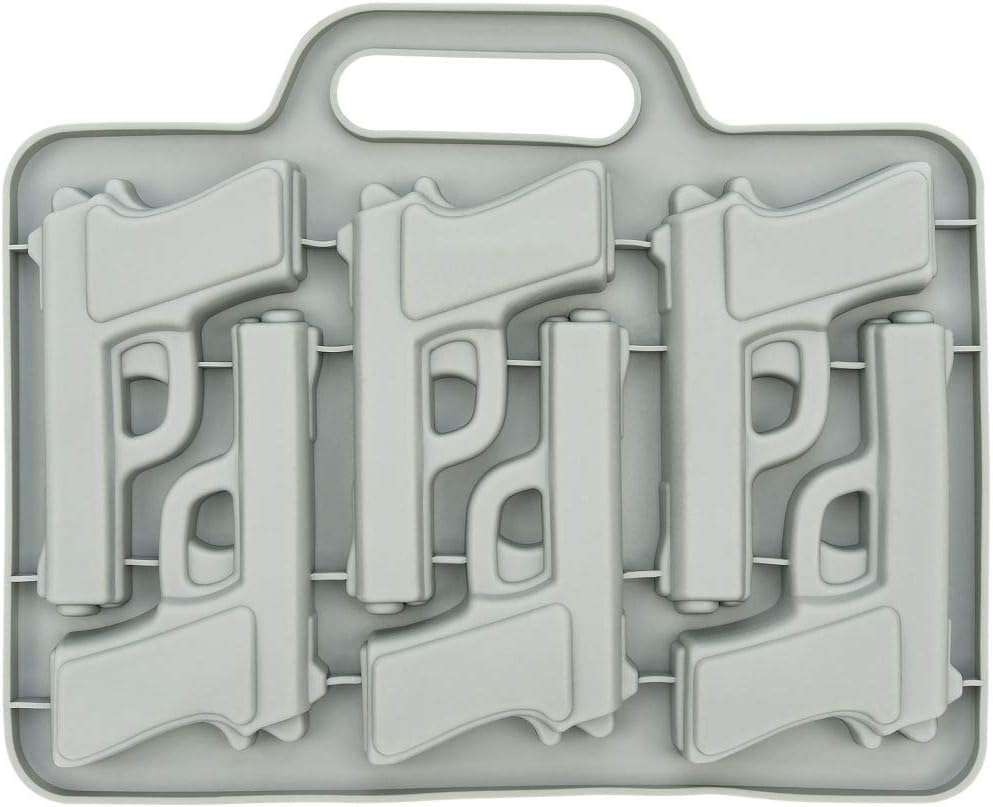 Handgun Ice Cube Tray, 2 Pack - Fairly Odd Novelties - Fun Gun Military Novelty Mold White Elephant Gift