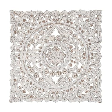 Deco 79 Wood Floral Handmade Intricately Carved Wall Decor Cover