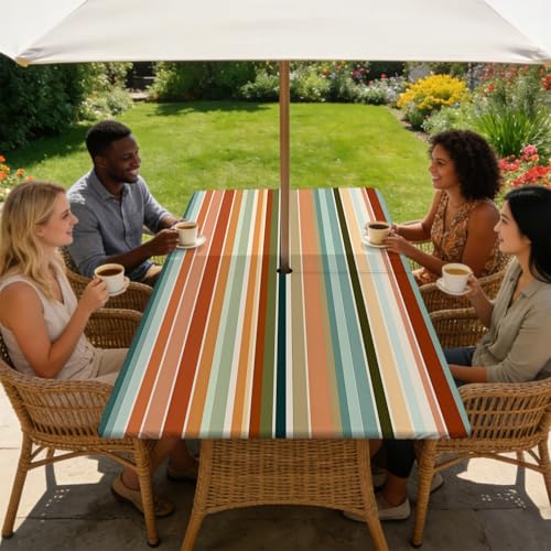 ARTSGOO Outdoor Tablecloth with Umbrella Hole and Zipper 96" x 30" by ARTSGOO - Used condition - Image 7