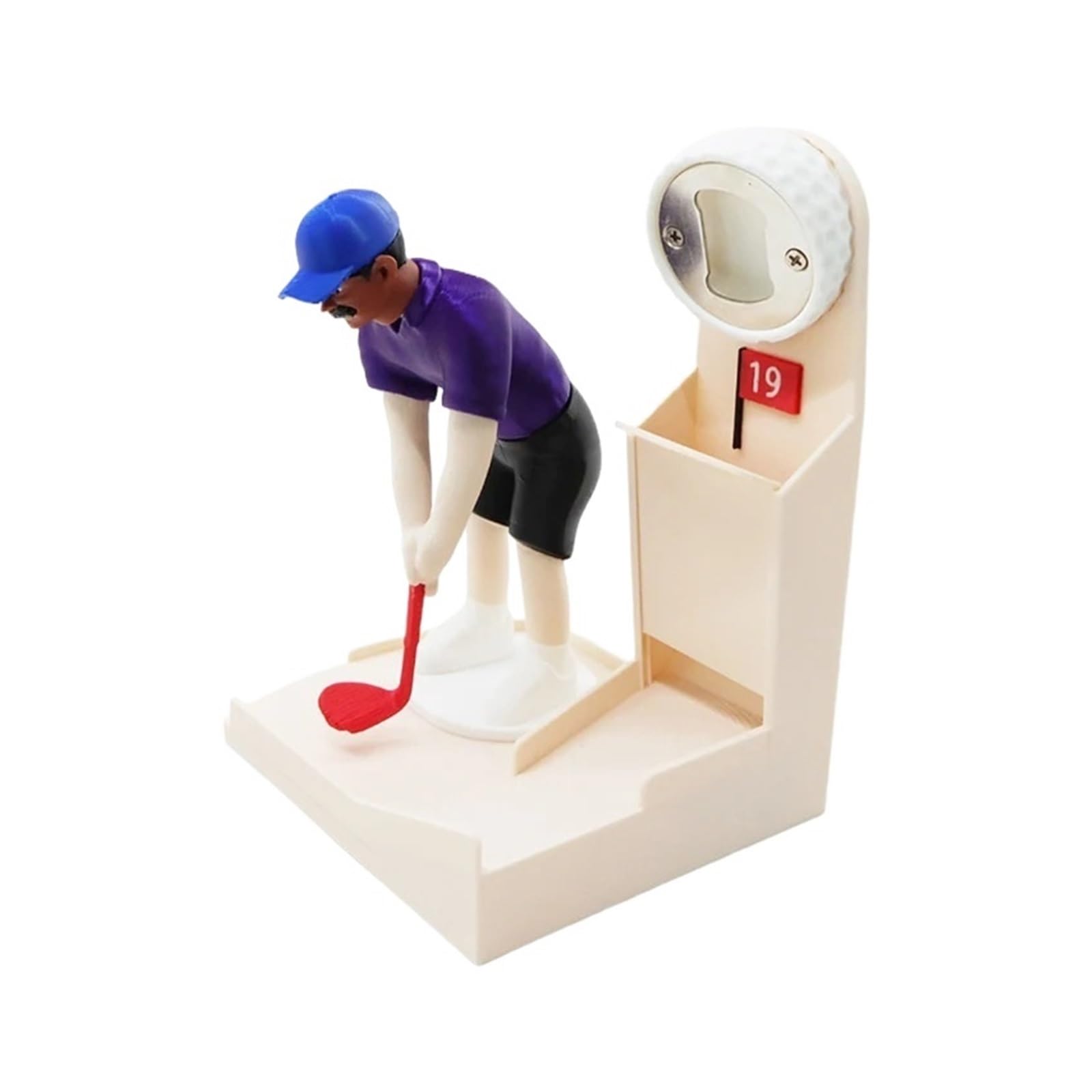 Ouvre-bouteille forme de golf marron, décapsuleur de poche original pour bière et soda
