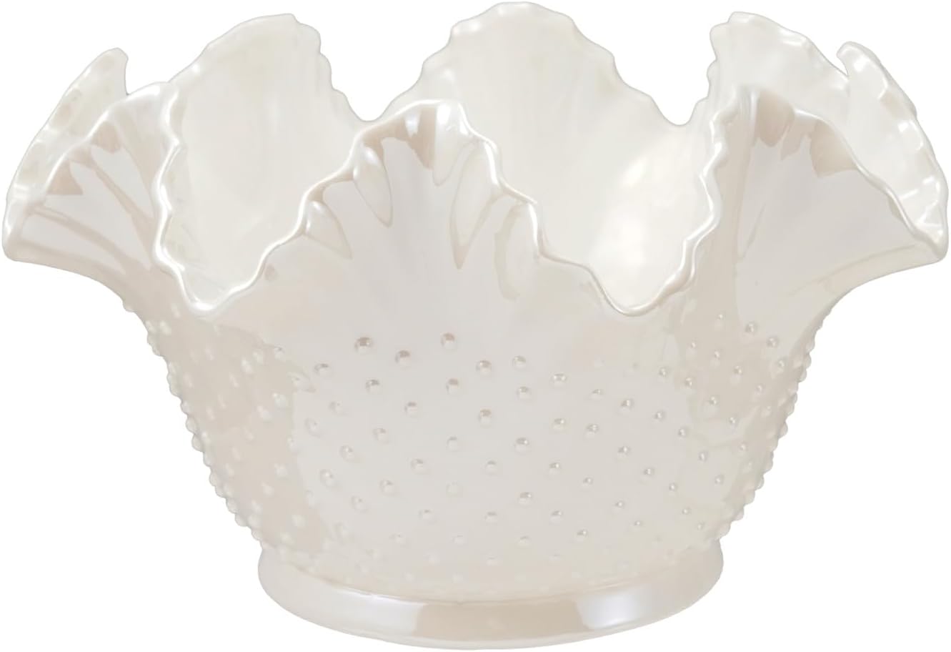 Creative Co-Op Stoneware Ruffled Hobnail Decorative Bowl, White Pearlized Glaze