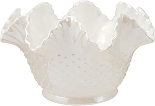 Creative Co-Op Stoneware Ruffled Hobnail Decorative Bowl, White Pearlized Glaze