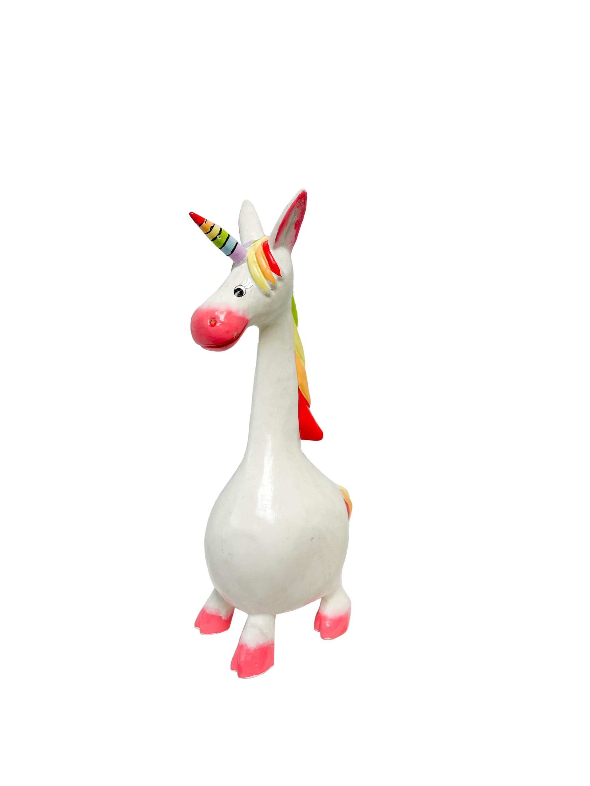 My Family House Wooden Unicorn Statue - White & Rainbow Wood Hand Carved Decorative Figurine Wood Carving Decor Girls Bedroom Figure Ornament