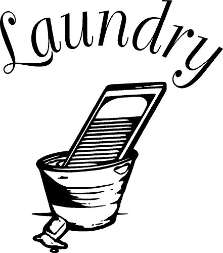 Creative Signs N Designs Laundry w/wash Bucket Graphic- Vinyl Door Decal (White)