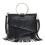 ★MODE DESIGN - Fashion Fransen und Metall Doppel-Ring Design bringt für diese Tasche mehr Retro-Elemente. Nicht mehr lediglich zum Transportieren von Sachen verwendet, gepaart auch mit mordernen Designs zu einem echten Styling-Produkt überzeugt