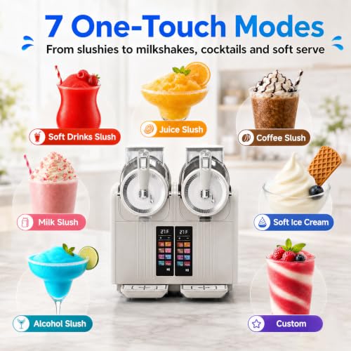 Image of SYINTAO Dual Tank Slushie Machine for home,135oz Soft Serve Ice Cream Maker