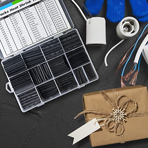 Image of ASHINER Black Heat Shrink Tubing Kit - 580Pcs EVA Material in 11 Sizes - Ideal for Electrical Insulation, Repairs, and Wire Connectors with User-Friendly Design and Storage Case