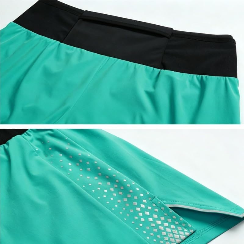 Men's 3 Inch Athletic Running Shorts 2 in 1 Marathon Track Waistband Pockets, Anti-Ride-up