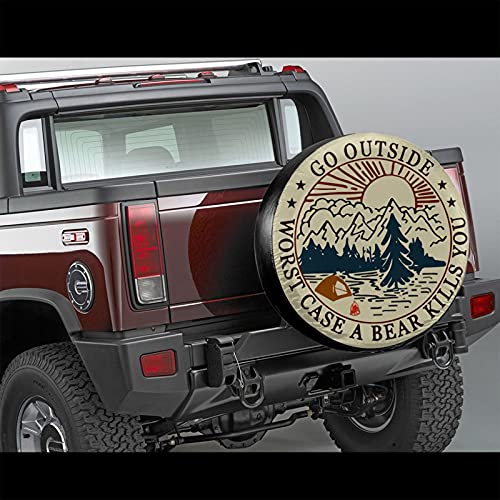 Go Outside Worst Case A Bear Kill You Spare Tire Cover Weatherproof Wheel Protectors Universal Fit for Trailer Rv SUV Truck Camper Travel Trailer 14" - Image 5