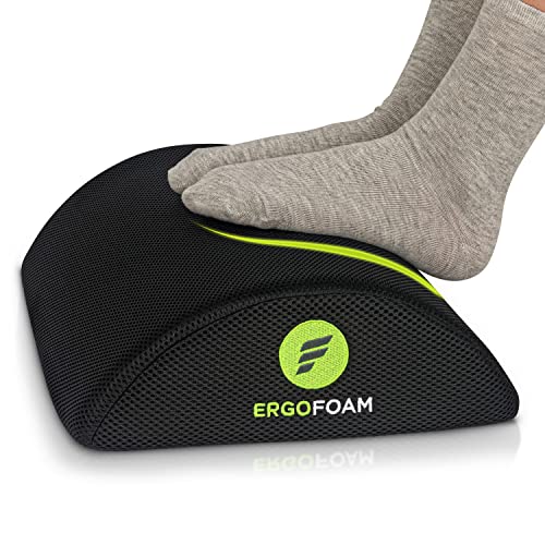 ErgoFoam Foot Rest for Under Desk at Work - Premium Under Desk Footrest - Desk Foot Rest for Lumbar, Back, Knee Pain - Ergonomic Foot Stool Under Desk (Black, Mesh)