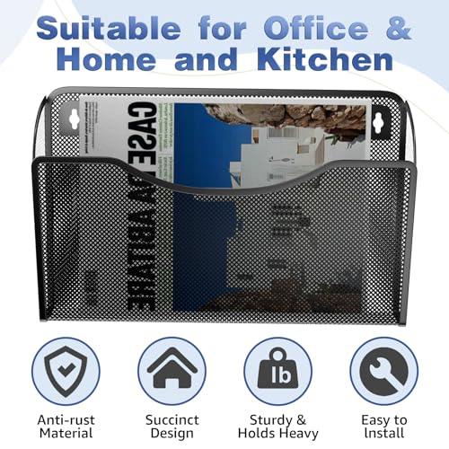 Wall File Organizer,Hanging Wall Mounted File Folder Binder Holder Mail Organizer for Office,Home and School Supplies - Image 5