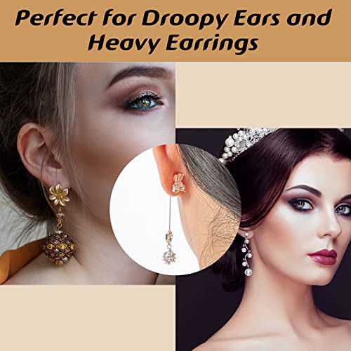 10 Pcs/5 Pairs Earring Backs For Studs, Droopy Ears And Heavy Earring, Upgraded Heavy Earring Support Backs, Tiara Earring Backs To Prevent Drooping, Hypoallergenic Earring Lifters (Silver + Gold) #TOP4
