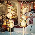 Homeimpro Solar Garden Lights Outdoor Yard Decorations Garden Gifts Gnomes Snowman Pathway Stake Lights with 18 LED Waterproof Lawn Outdoor Mothers Day Present for Mom Women (2Pack)