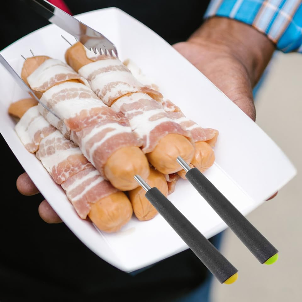 BESTOYARD 12pezzi Bastoncino Telescopico per Braciere Forchetta da Campeggio Estensibile per Arrostire Barbecue Falò Hot Dog Acciaio Inox Manico Ergonomico