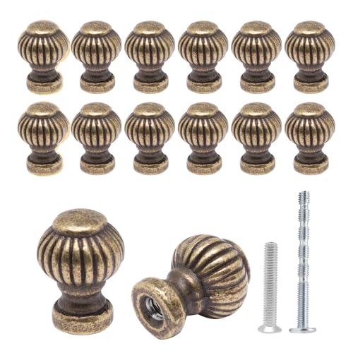 YuGtcen 14pcs Drawer Knobs Vintage, Mini Drawer Pulls, Small Knob for Jewelry Box, Zinc Alloy Mini Knob Handles for Wood Case Cabinets Closet Cupboard (Bronze)