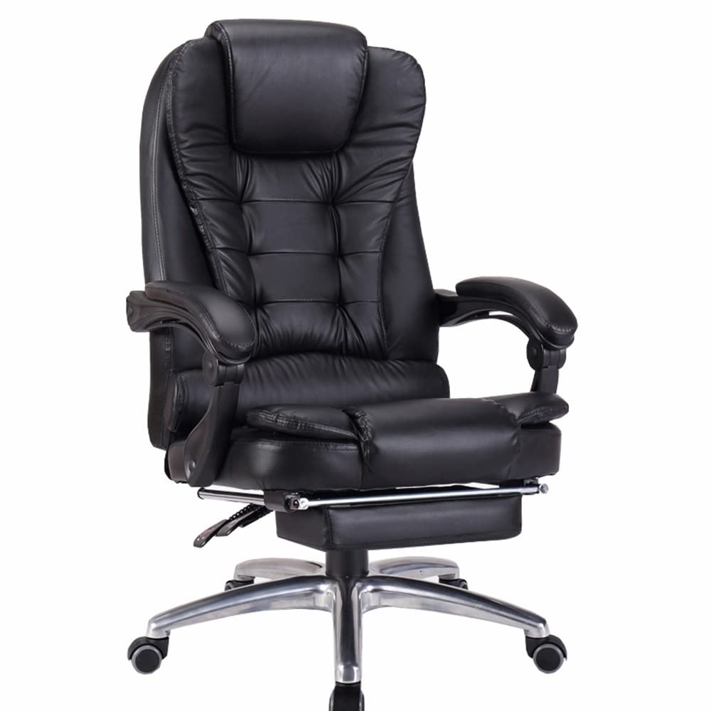 Chaises de Bureau Fauteuil De Direction 74cm de Haut Conception à Double Couche, PU Fauteuil inclinable Business avec Repose Pied Coussin, Portant Poids 200 kg, Noir Fauteuil de Bureau