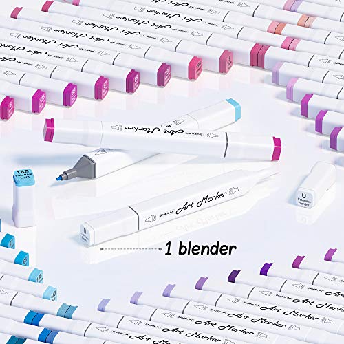Shuttle Art 205 Colors Dual Tip Alcohol Art Markers, 204 Colors Permanent Marker Plus 1 Blender 1 Marker Pad 1 Case And Color Chart For Kids Adult Artist Drawing Coloring Books Sketching Card Making #TOP7