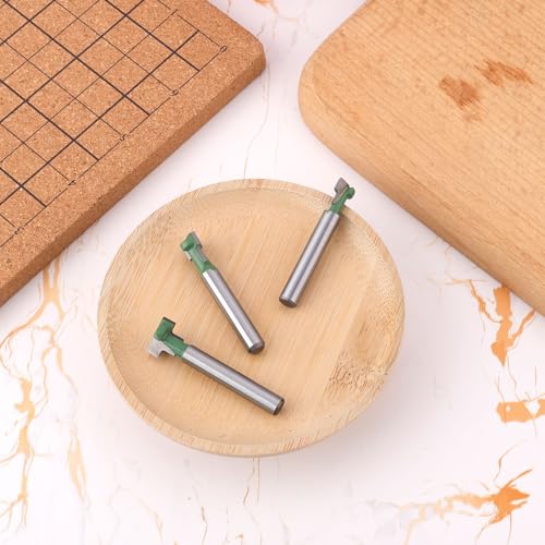 3pcs Keyhole Router Bits Set, 1/4 Inch Shank T Slot Cutter Set Router Bits, Blade Diameter 5/16", 3/8", and 1/2", Cutting Woodworking T Track Slotting Cutter for Wood Hex Bolt Milling Cutter Home DIY - Image 3