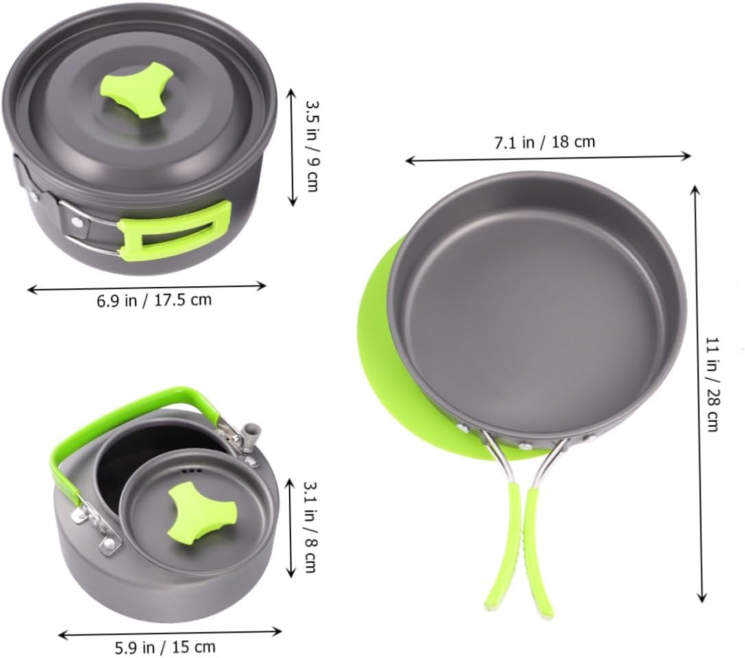 1set Camping Pot Set Portable Cookware Cutlery BBQ Accessories for Camping Kitchen