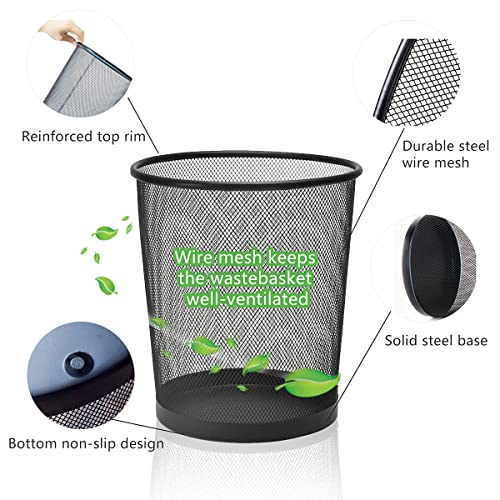 Shsycer Black Mesh Trash Cans, 10-Pack 6 Gal Mesh Office Trash Can, Open Metal Wire Wastebaskets, Waste Basket Trash Can For Near Desk,Recycling Garbage Container Bin For Office, Home,School #TOP5