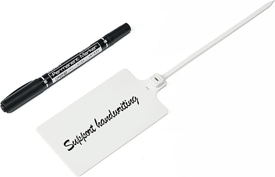100 White Plastic Writable Shipping Tags - Large, Waterproof, Hanging Labels with One Permanent Marker Pen