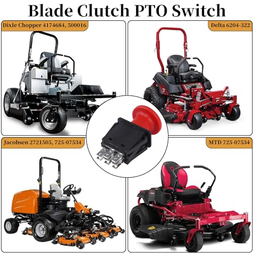 Blade Clutch PTO Switch 8 Terminals 4174684 500016 430-528 2721505 for Dixie Chopper Delt Hus-TER Lawn Mowers Compatible with Classic RZT Pro Series SZT Pro Series Zee 2 RZT Mower Dela Series Red