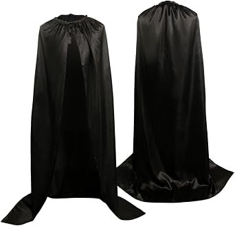 Black Cape Men No Hood Hero Robe Adult Cosplay Knight Cloak Capes Full Length Halloween Party Costume