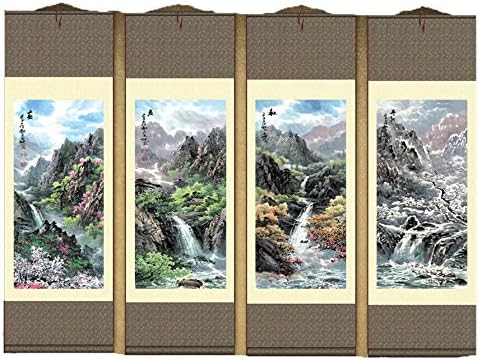 Grace Art Asian Wall Scroll, Set of 4, Four Seasons