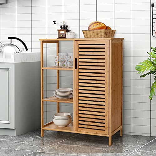 COSTWAY Armadietto di Bambù, Armadietto Multiuso