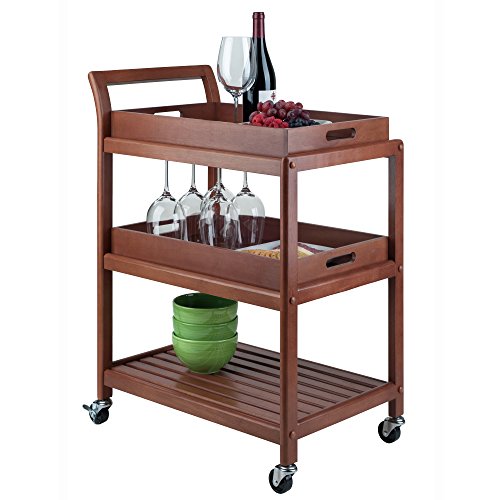 Winsome Albert Entertainment Kitchen Cart, Walnut, 24.8X15.98X33.27 #TOP7