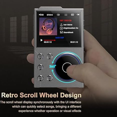 HiFi MP3 Player, 5.3 Lossless DSD FLAC Player, Portable Music Player, Supports up to 256GB, 2.4 inch HD Screen with APT X, DSD and High Res Audio, for Home and Car Use