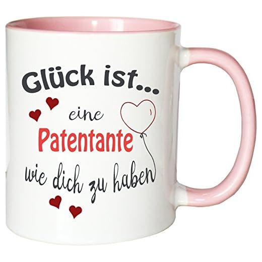Becher Tasse | Glück ist… Patentante | Kaffeetasse liebevoll Bedruckt