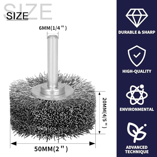 Image of 10 Pack 2 Inch Wire Wheel Brush for Drill Attachment,Heavy Duty Wire Brushes Removal Paint Rust & Corrosion, 0.012 inch Coarse Crimped Stainless Steel Wire, 1 /4in Shank, 20000RPM