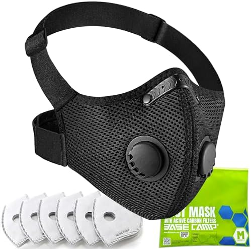 BASE CAMP M PRO Dust Mask, All day Comfortable Reusable Respirator Mask, L-shaped Head Strap Design, Safety Work Mask for Woodworking, Landscaping, DIY, Dust, Pollen,1 Pack