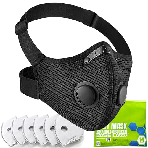BASE CAMP M PRO Dust Mask, All day Comfortable Reusable Respirator Mask, L-shaped Head Strap Design, Safety Work Mask for Woodworking, Landscaping, DIY, Dust, Pollen,1 Pack