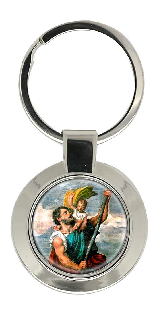 Giftshop Uk Unisex Silver Coloured Metal St. Christopher Key Ring
