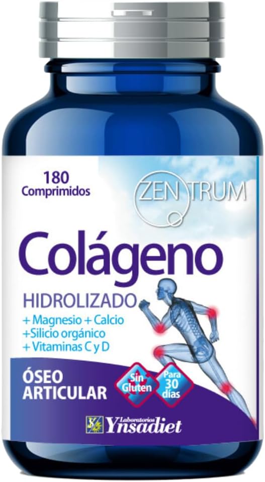 YNSADIET Zentrum Colágeno Hidrolizado con Magnesio, Calcio, Silicio y Vitaminas C y D para Articulaciones y Huesos