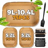 Pietuley 225 Stück Backpapier für Heißluftfritteuse Ninja Foodi Flexdrawer AF500EU 10,4L, Hot Air Fryer Accessories für Cosori Dual Blaze Twinfry 10L, Ninja Heißluftfritteuse AF500EU Zubehör 10,4L