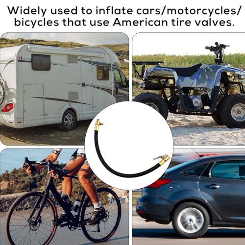 Image of Tire Inflator Extension Hose, Tire Valve Extension Tube High-Pressure Quick-Inflation Clip Connector Clip on Air Pump Chuck Adapter for Car Motorcycle Bicycle Maintenance Compressor Accessories