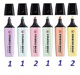  8 Stabilo Boss Pastel (2 amarillo,2 rosa,1 lila,1 turquesa,1 menta y 1 melocotón)