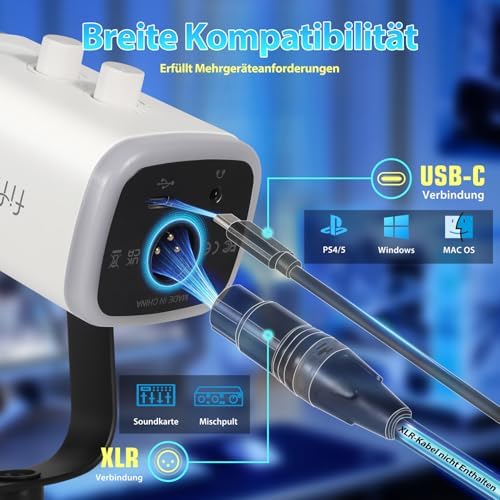 Bild 1 - FIFINE USB XLR Mikrofon für Streaming Podcast Studio, Dynamisch Microphone Gaming PC mit Stummschalttaste, für PS4/5 Mac Mixer Soundkarten