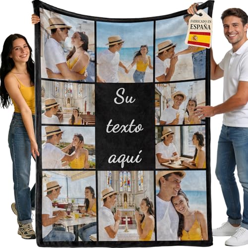 Bemaystar Manta Personalizada Con Foto Y Texto - Regalos Personalizados Para Hombre Mujer Familia, Regalos De Cumpleaños,Regalo Día Del Padre Y Día De La Madre, Regalos Para Mamá, Papá, Amigos, Niños