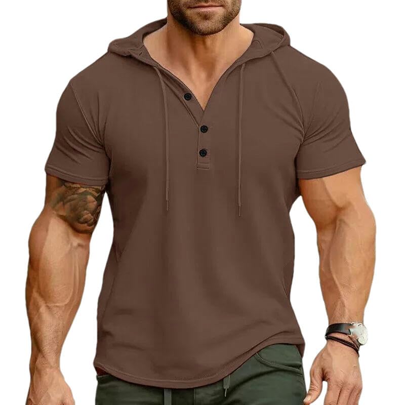 T-shirt sport hommes à manches courtes et capuche pour le running