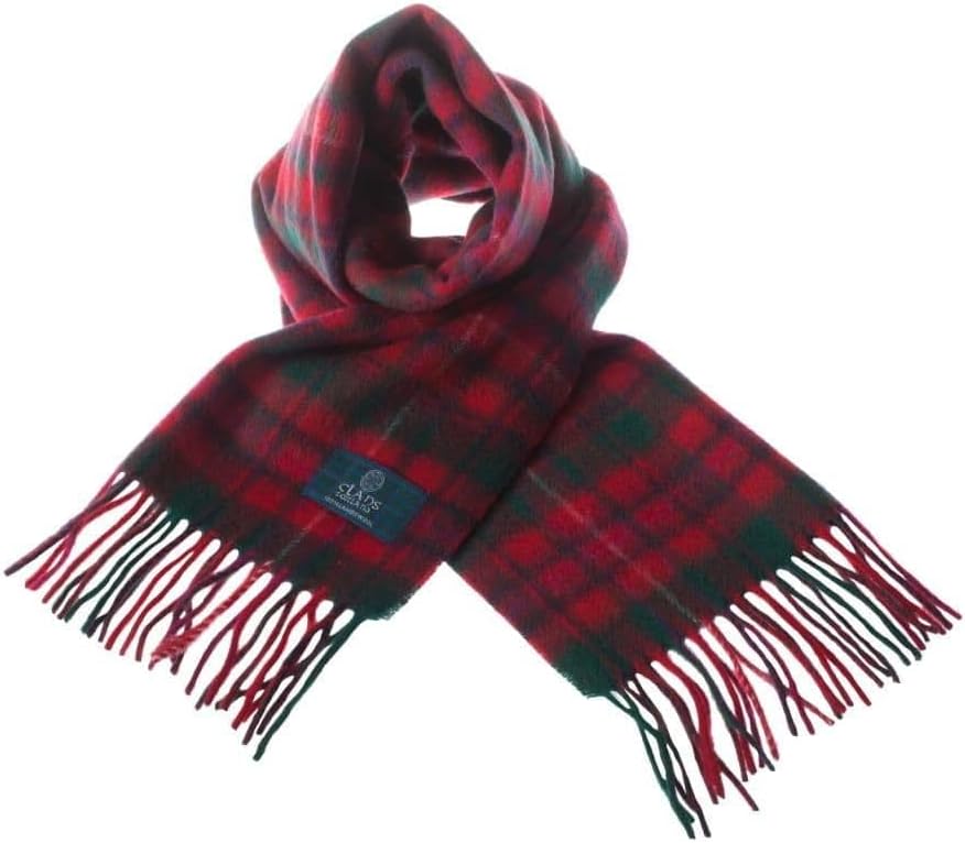 Clans of Scotland100% Pure Lambswool Scottish Clan Tartan Scarf - 100% Wool - Pure Wool Tartan Scarf - In Various Tartans - Perfect for Men and Women - 12x60 Inches - Mackinnon Red, Graham of